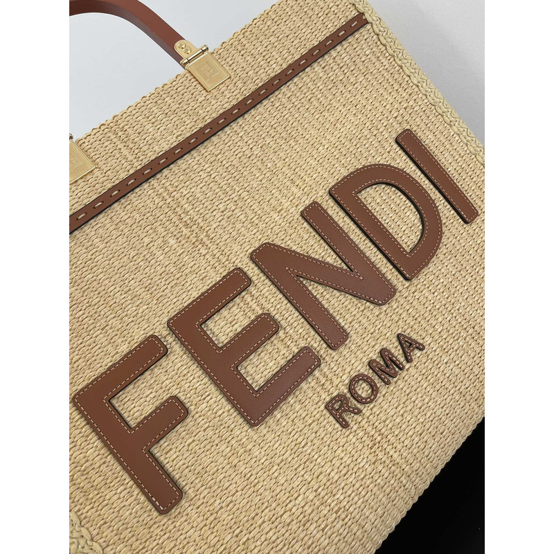 F**di small style F**di first natural straw bag