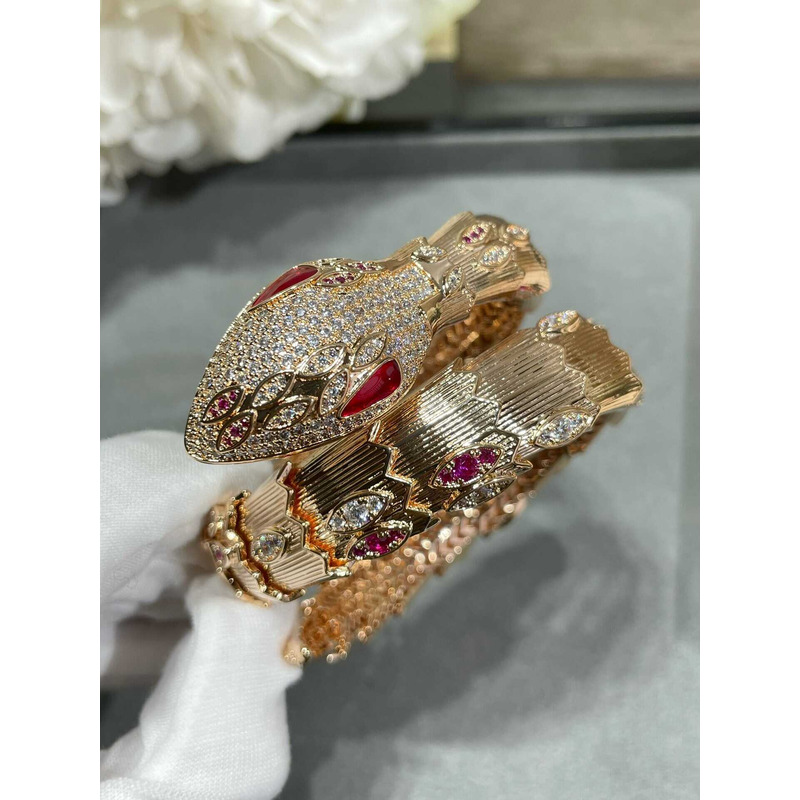 b*l*ai double coil Di*m*nd & ruby serpenti snake bracelet