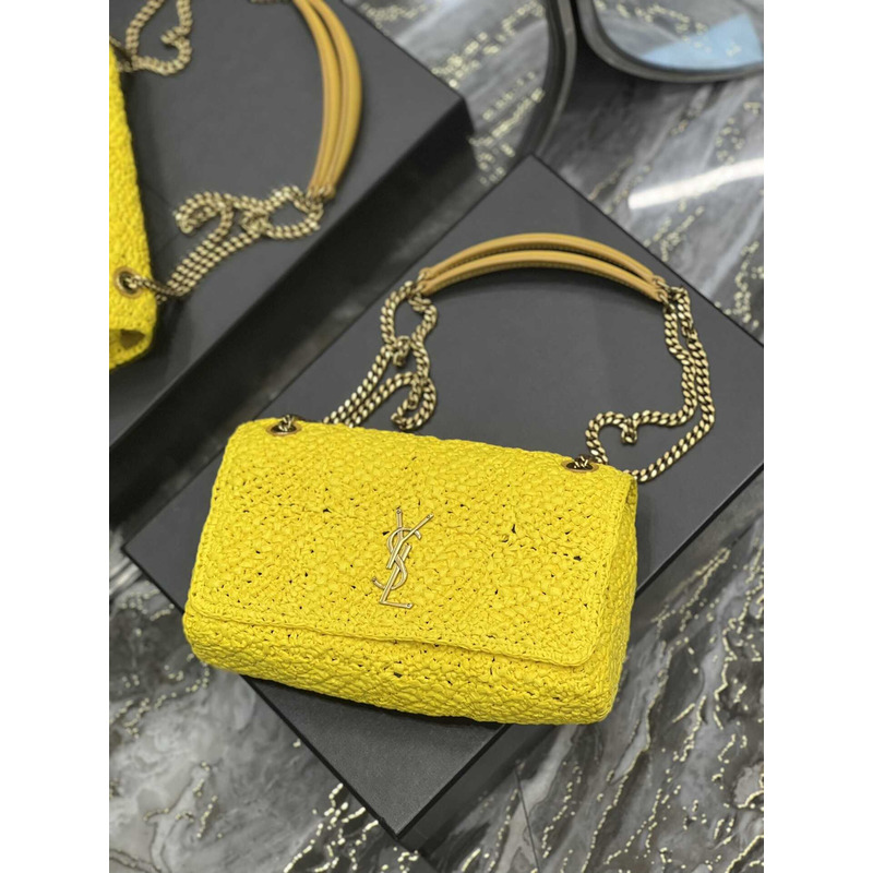 Saint Laurent Padded Tweed Shoulder Bag Yellow