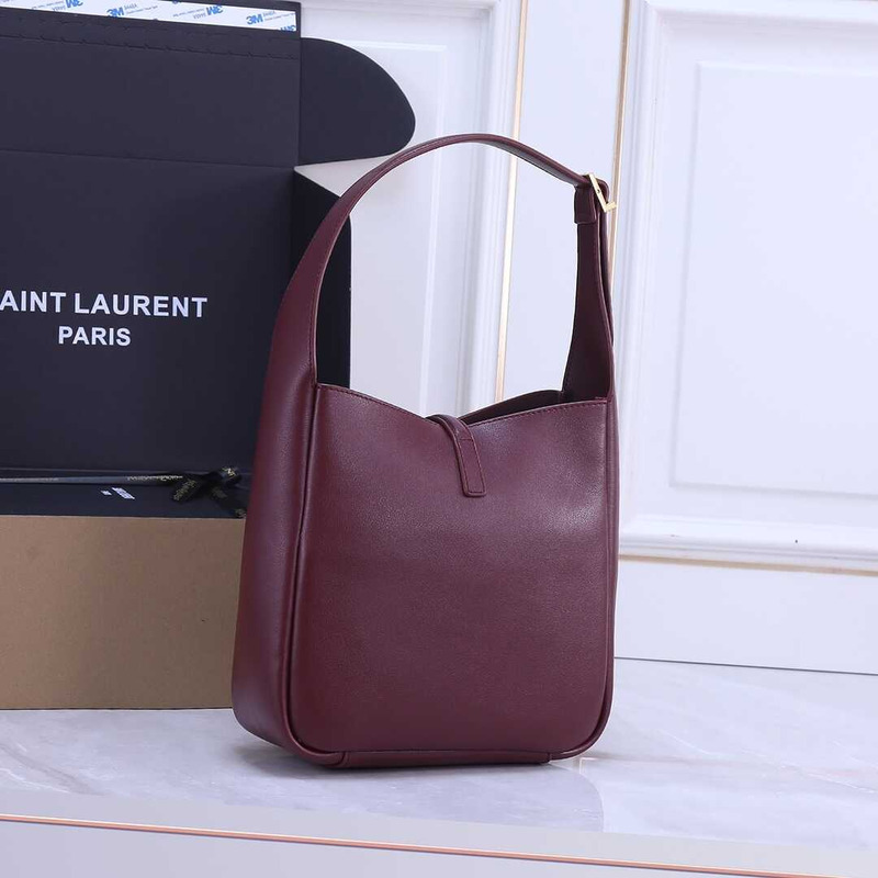 Saint Laurent Le 37 Leather Bucket Bag Burgundy