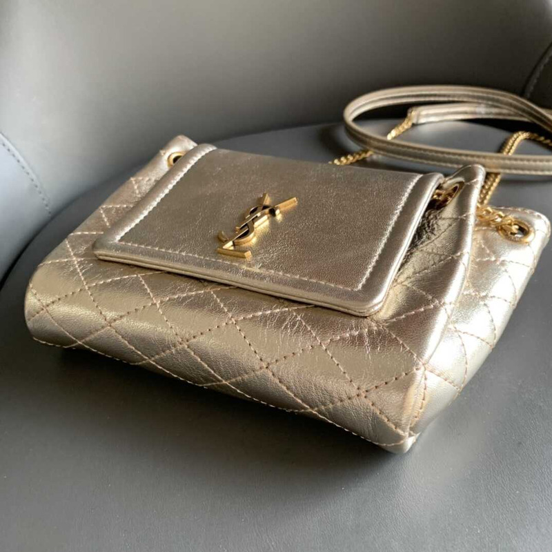 Saint Laurent Mini Nolita In Lambskin Gold