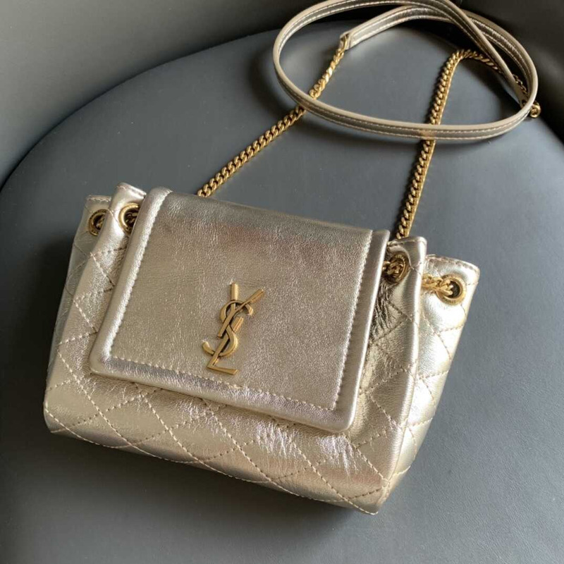 Saint Laurent Mini Nolita In Lambskin Gold