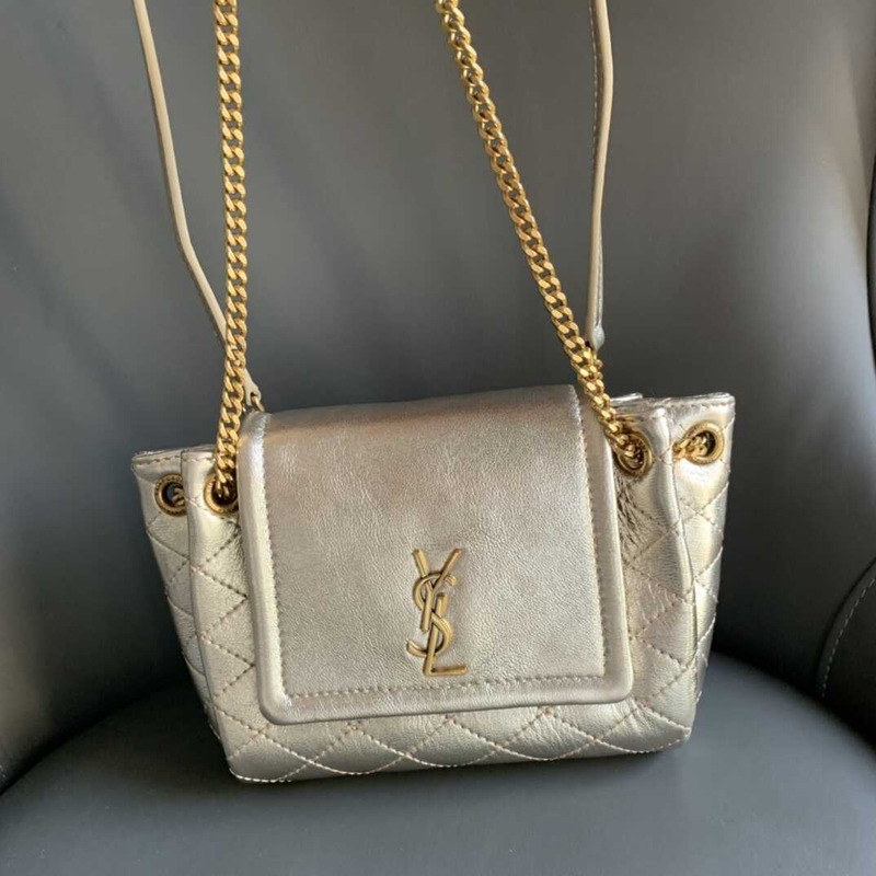Saint Laurent Mini Nolita In Lambskin Gold