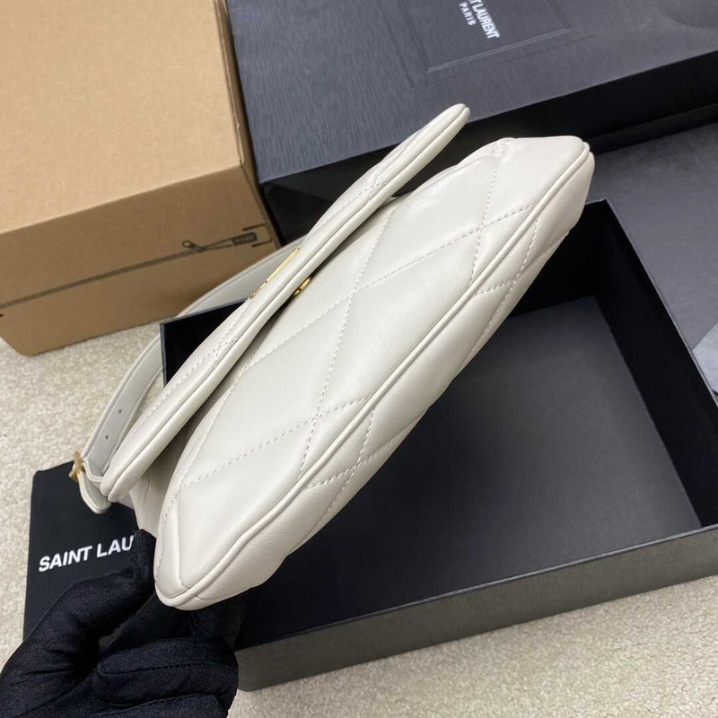 Saint Laurent Le 57 Shoulder Bag In Quilted Lambskin White