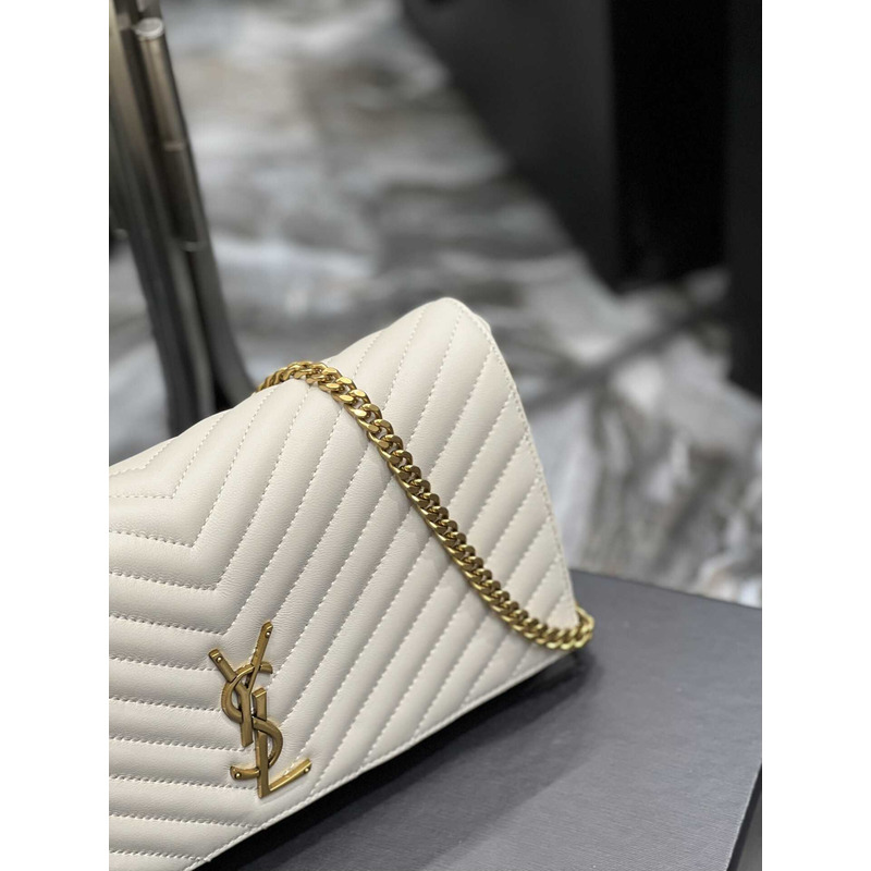 saint laurent S*pple kate 99 quilted calfskin leather shoulder bag cream