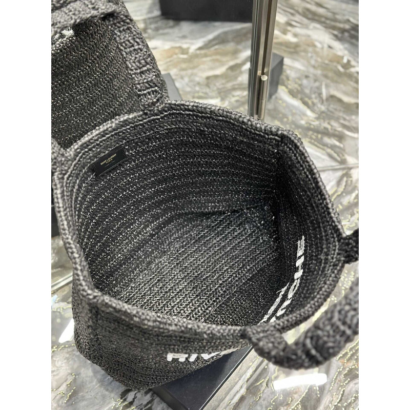 Saint Laurent Rive Gauche Soft Tote Bag In Crocheted Raffia
