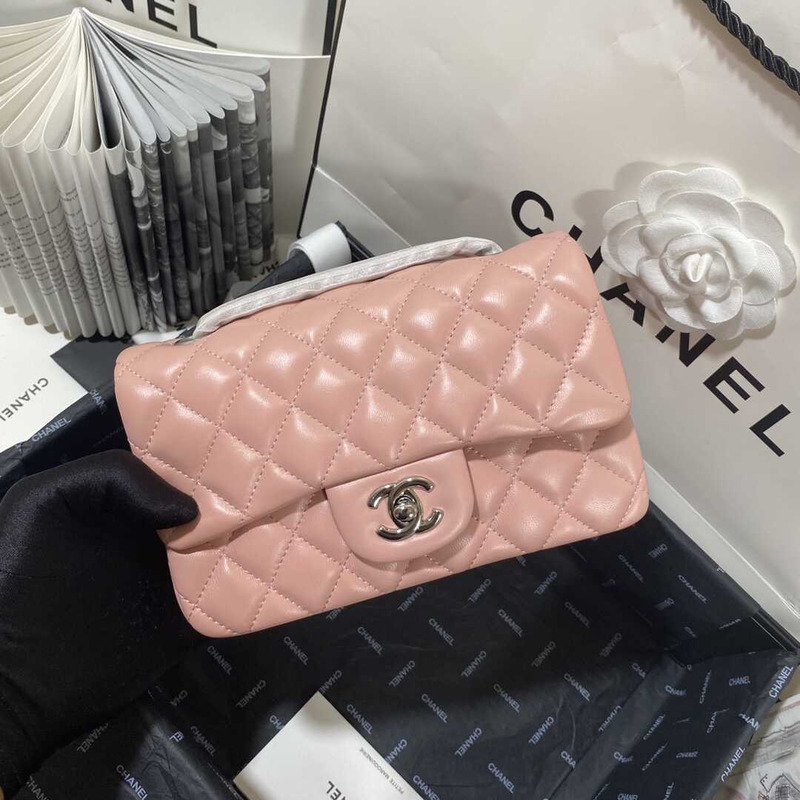 Ch*el classic flap mini  shoulder bag pink