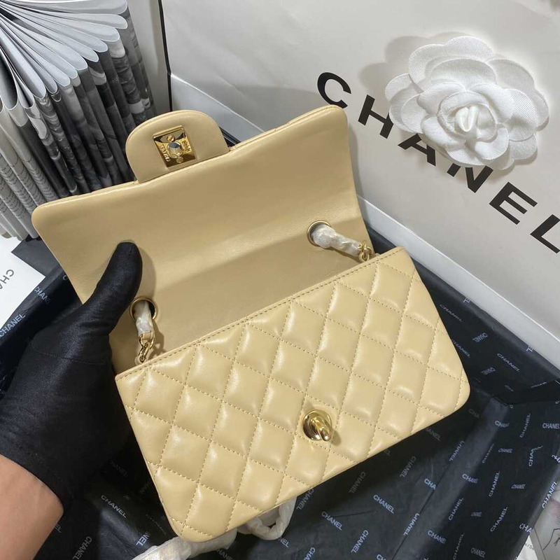 Ch*el classic flap mini  shoulder bag yellow