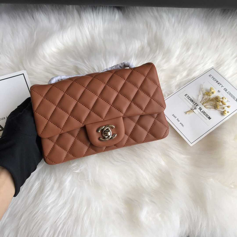 Ch*el classic flap mini  shoulder bag brown
