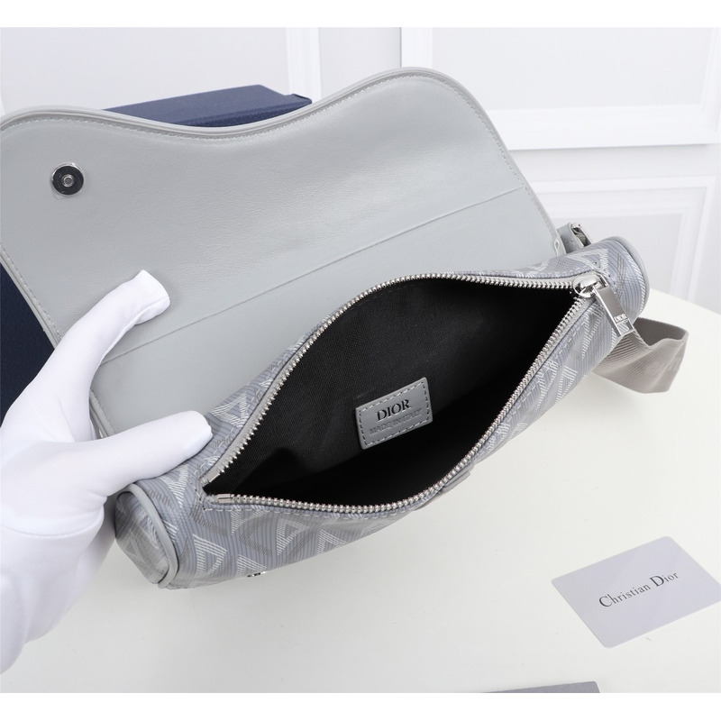 d*or essentials  saddle bag d*or gray cd Di*m*nd canvas and smooth calfskin