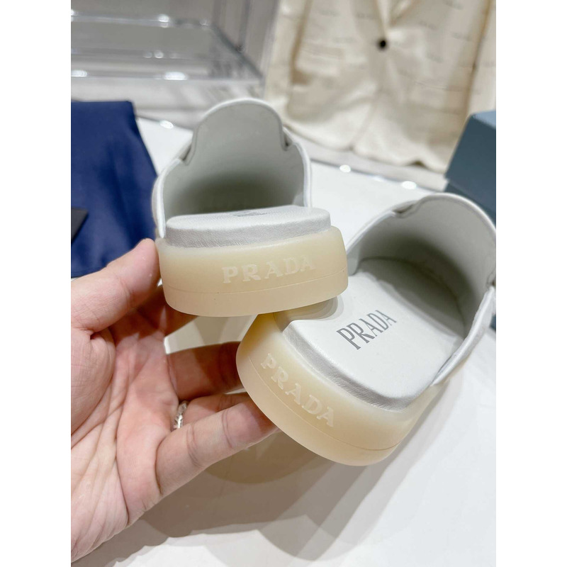 Pra*a leather mule sandals gray