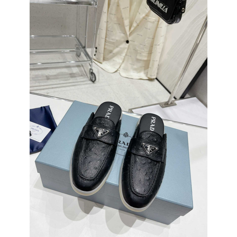 Pra*a leather mule sandals  black