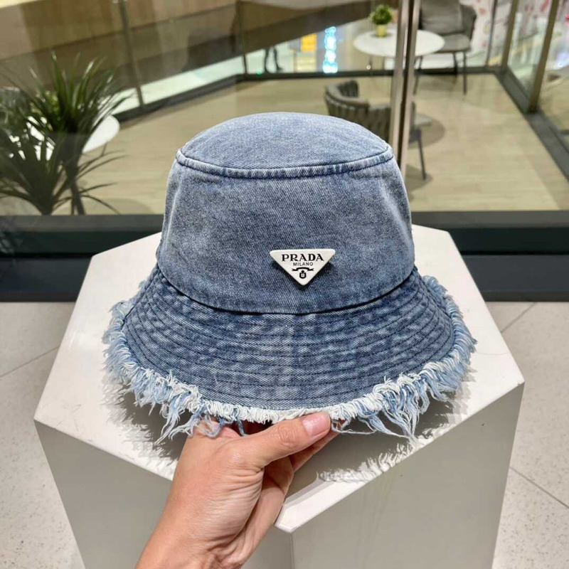 Pra*a denim bucket hat with daisy blue