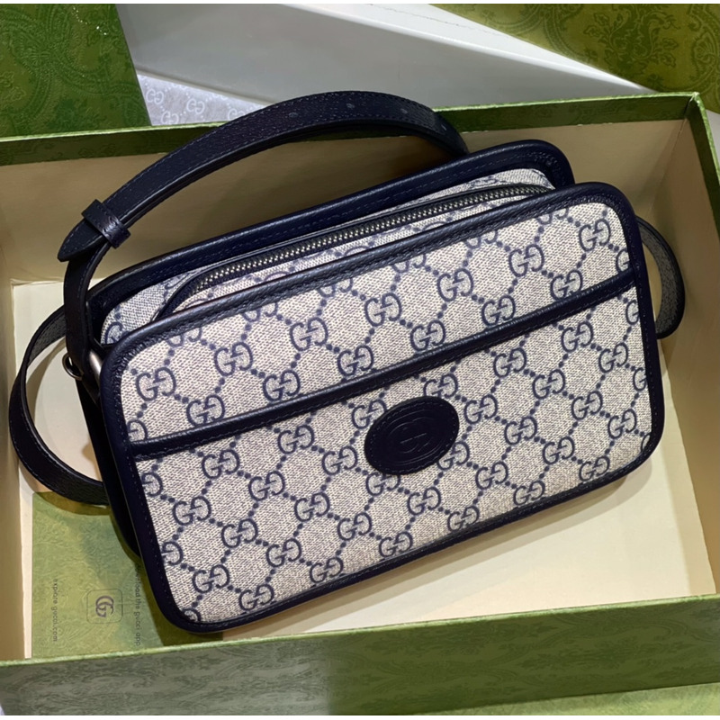 G*u*i mini bag with interlocking g dark blue