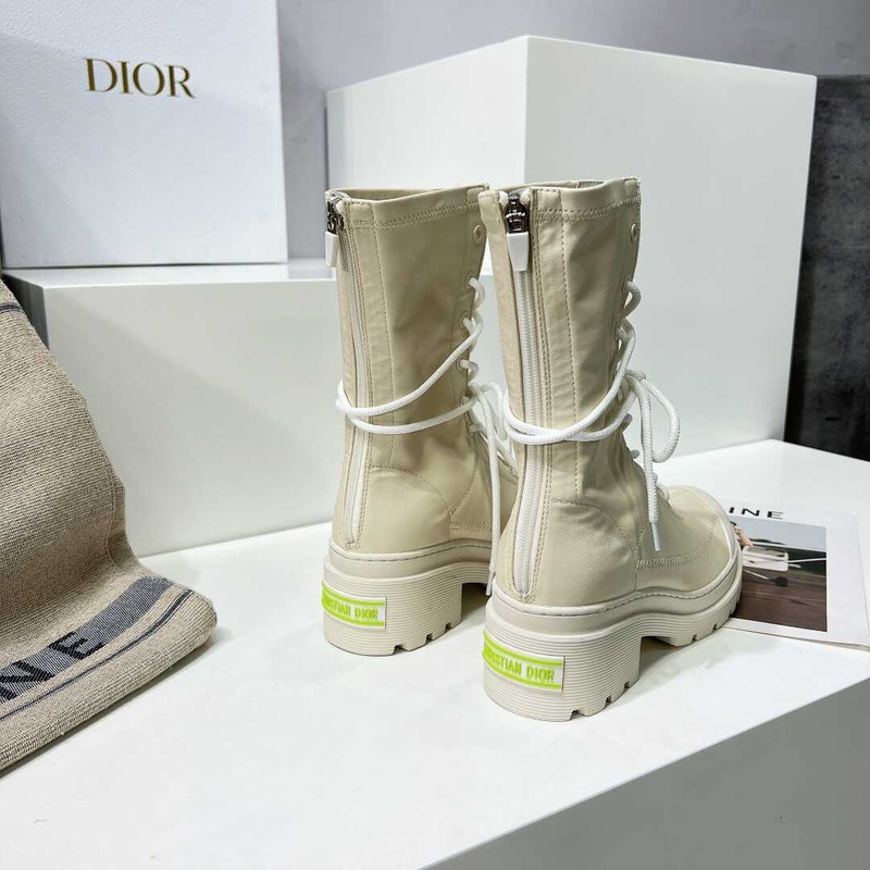 D*or platform lace-up high boots white