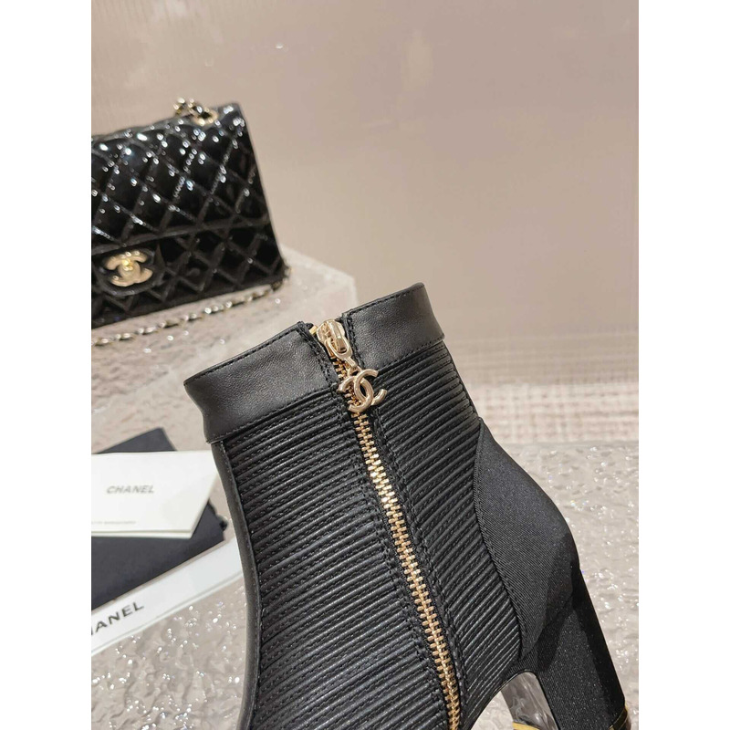 Ch*el chunky heel zipper martin boots black