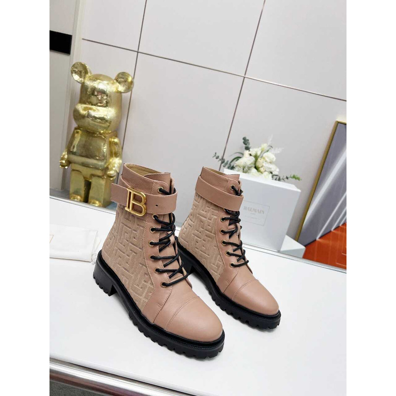 Balmain Ranger Romy Jacquard Booties Nude