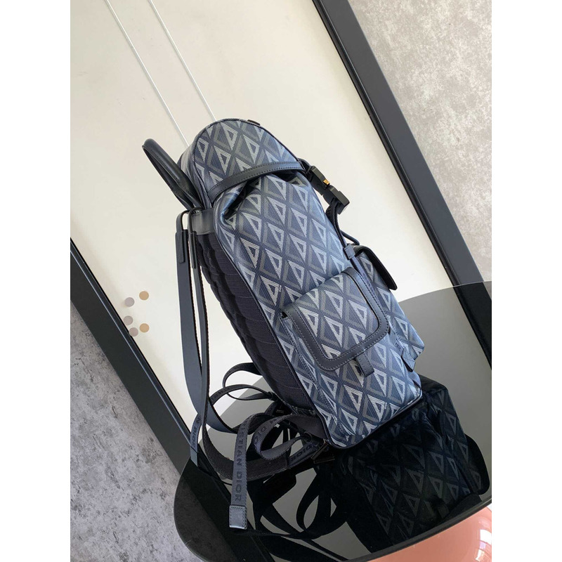 d*or hit the road backpack d*or blue cd Di*m*nd canvas and smooth calfskin