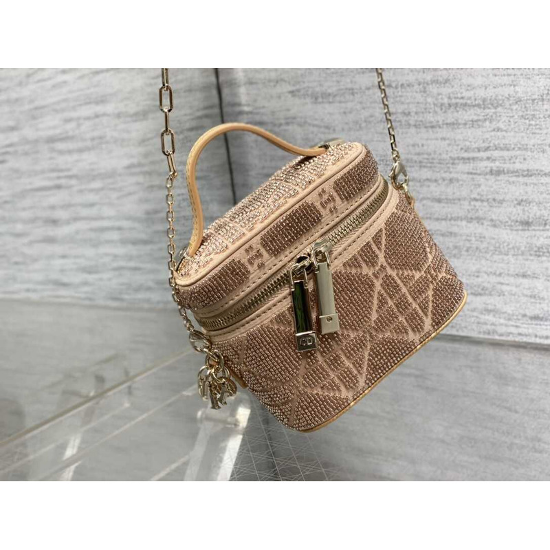 D*or small cd logo cosmetic bag nude