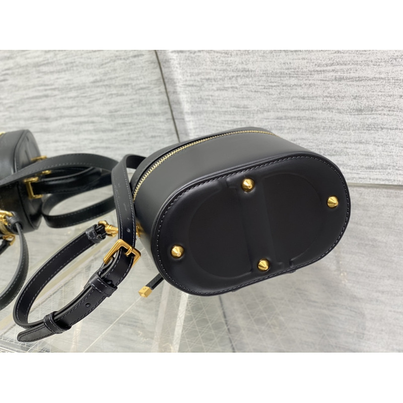 D*or small cd logo cosmetic bag leather black