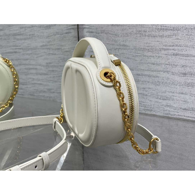 D*or cd signature oval camera bag latte calfskin white