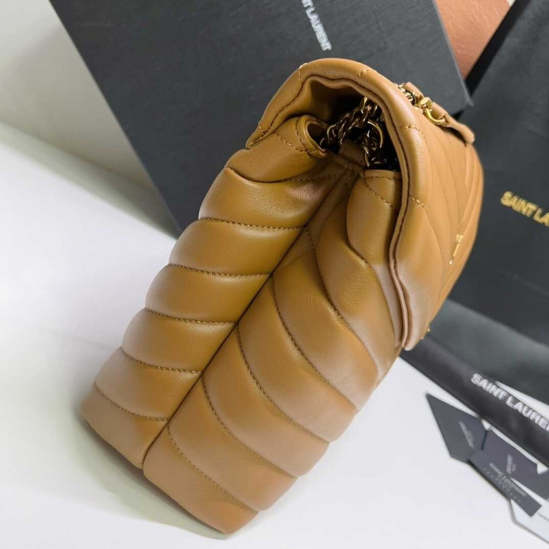 Saint Laurent Loulou Medium Bag In Quilted Leather Brown
