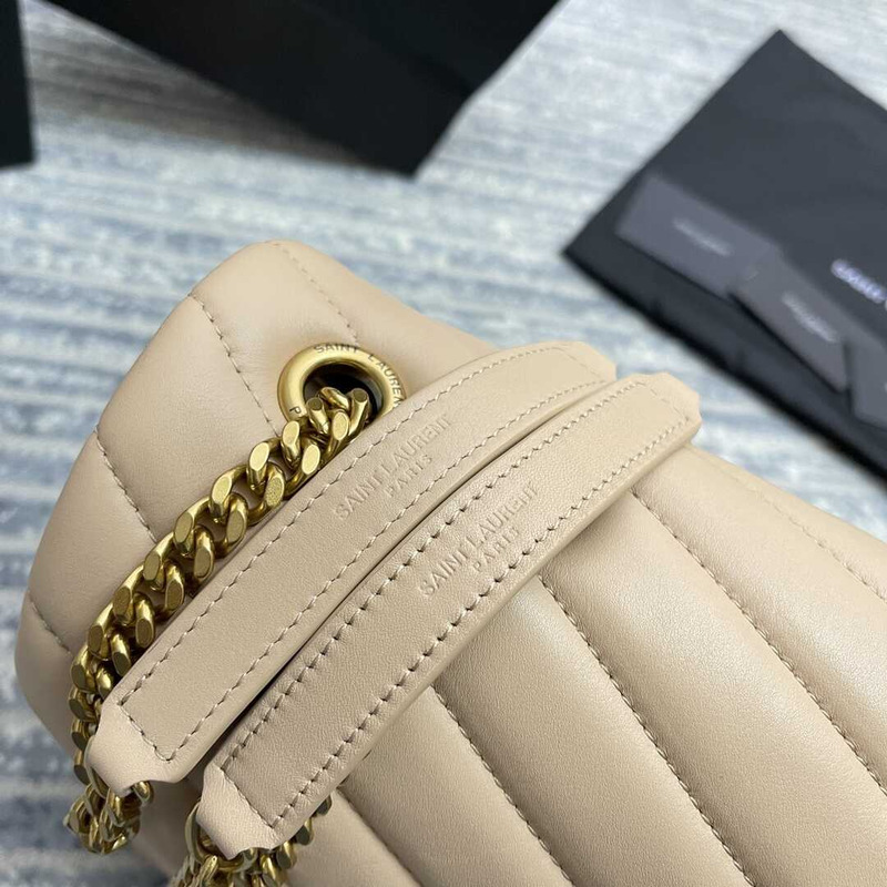 Saint Laurent Loulou Medium Bag In Quilted Leather Dark Beige