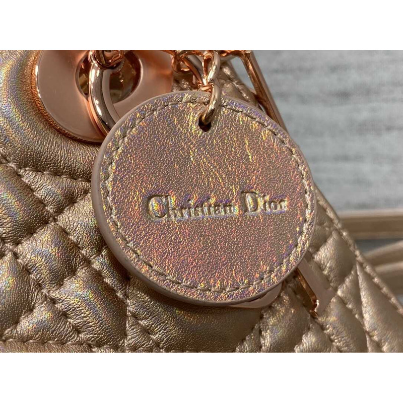 D*or mini lady D*or bag lambskin rose gold