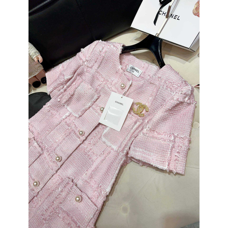 Ch*el tweed dress pink