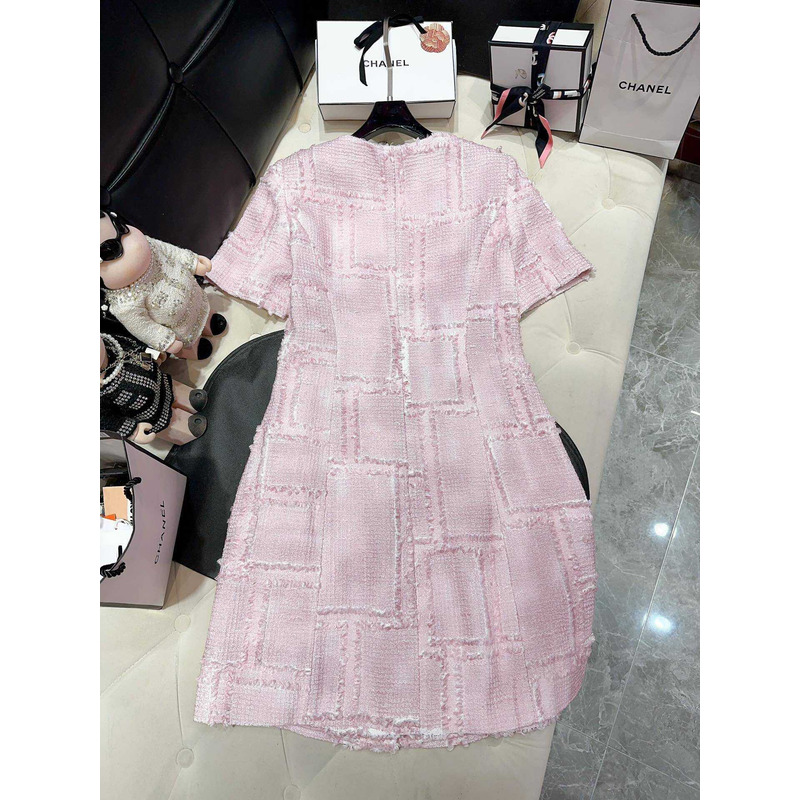Ch*el tweed dress pink