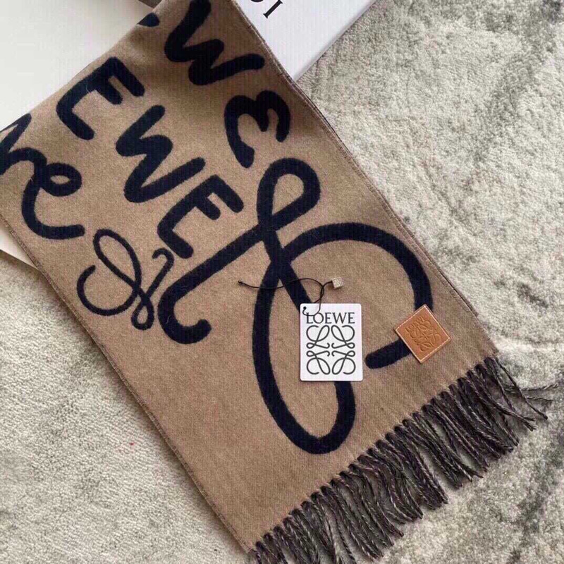 Loewe Luo Yiwei Unisex Graffiti Double-sided Scarf  Brown And Black