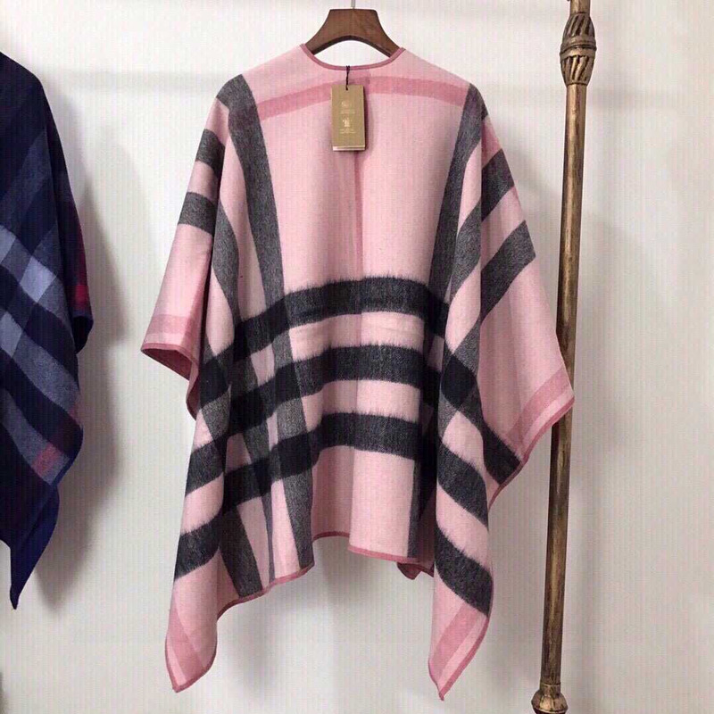 B**rry check flared cape coat pink