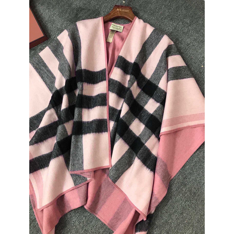B**rry check flared cape coat pink