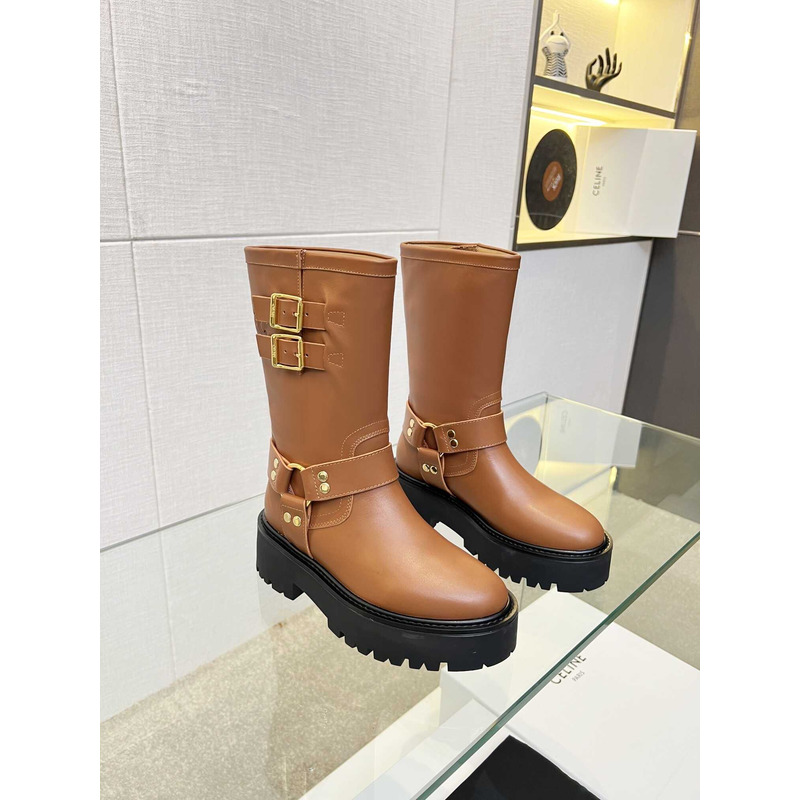 Ce**e biker boots calf leather brown