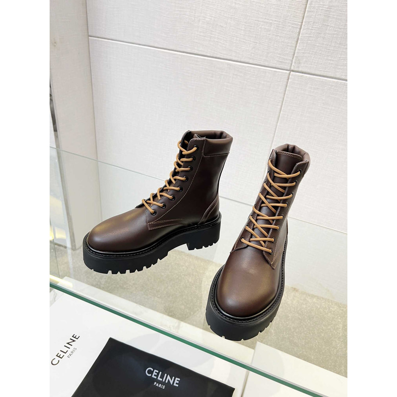 Ce**e lace-up boot with triomphe bulky calfskin tan