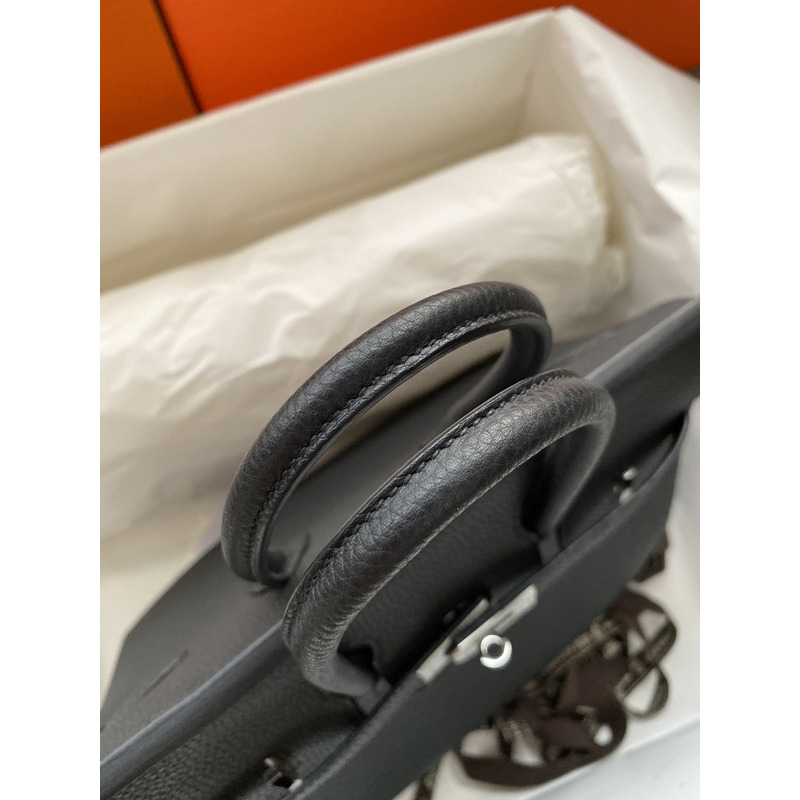H**mes birkin epsom leather 25 birkin bag black silver buckle