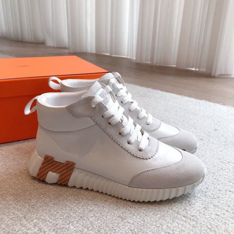 H**mes bouncing high-top sneakers grey