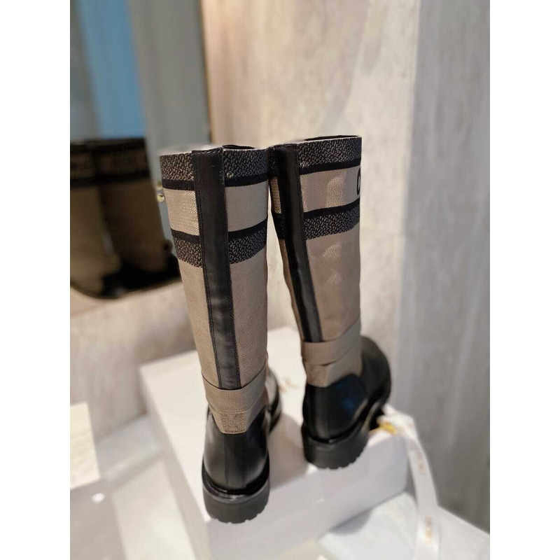 D*or d-major boot technical fabric calfskin taupe and black