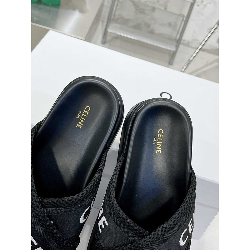 Ce**e block slide in mesh textile with Ce**e jacquard black optic white