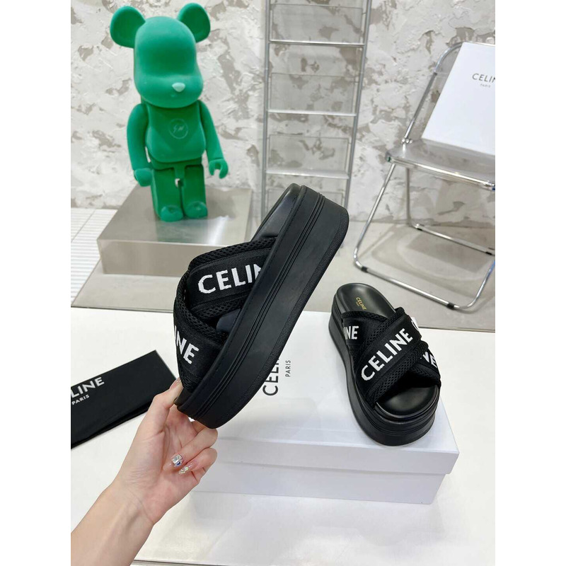 Ce**e block slide in mesh textile with Ce**e jacquard black optic white