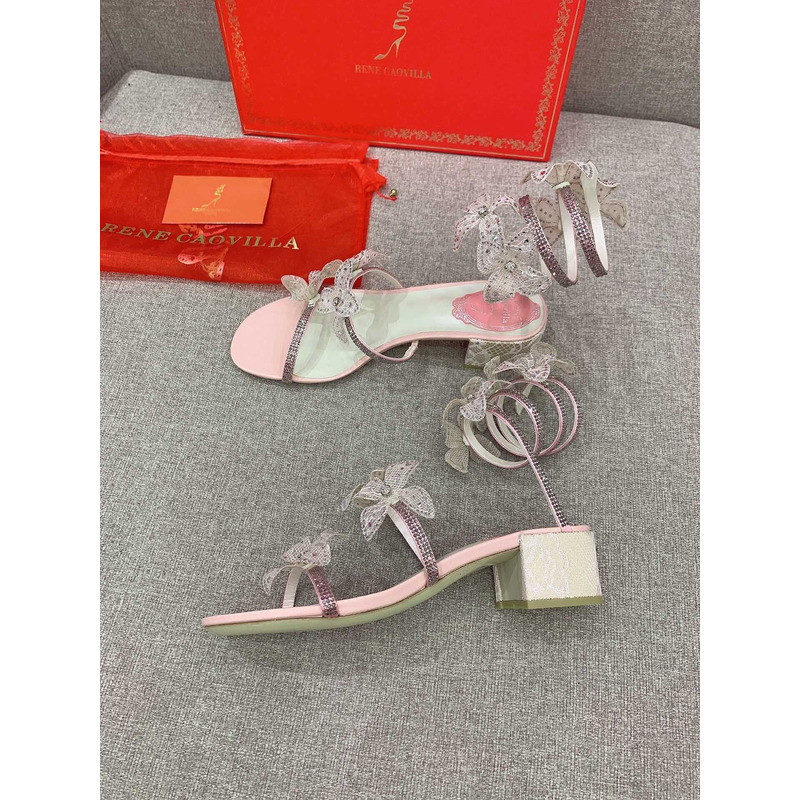 Rene Caovilla Floriane Sandals Light Pink