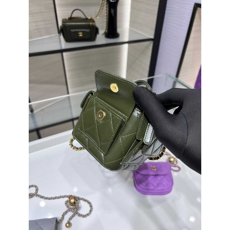 Ch*el 22k leather vanity green
