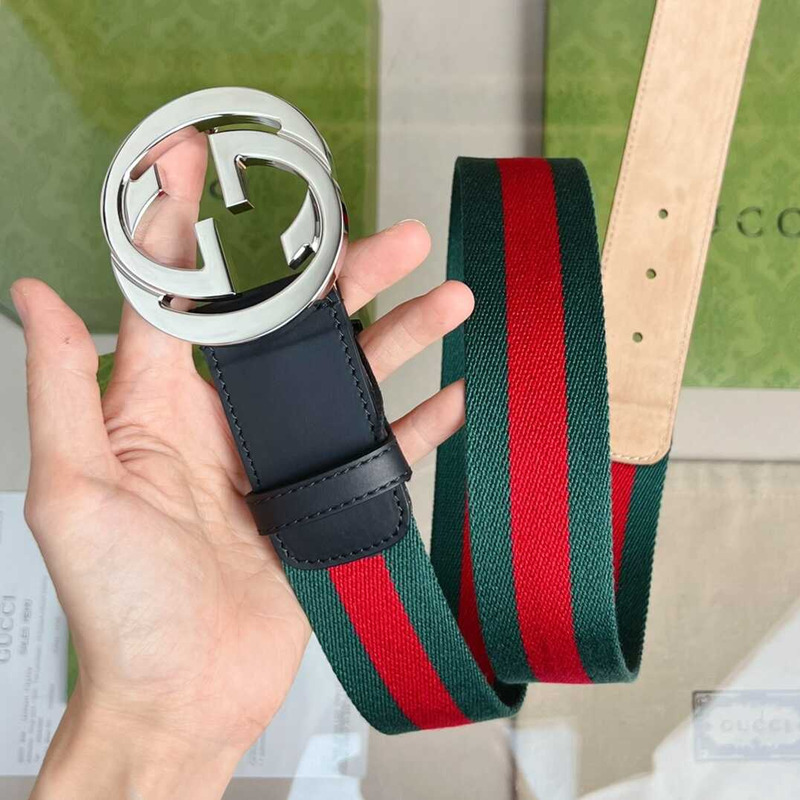 G*u*i web belt with double g buckle