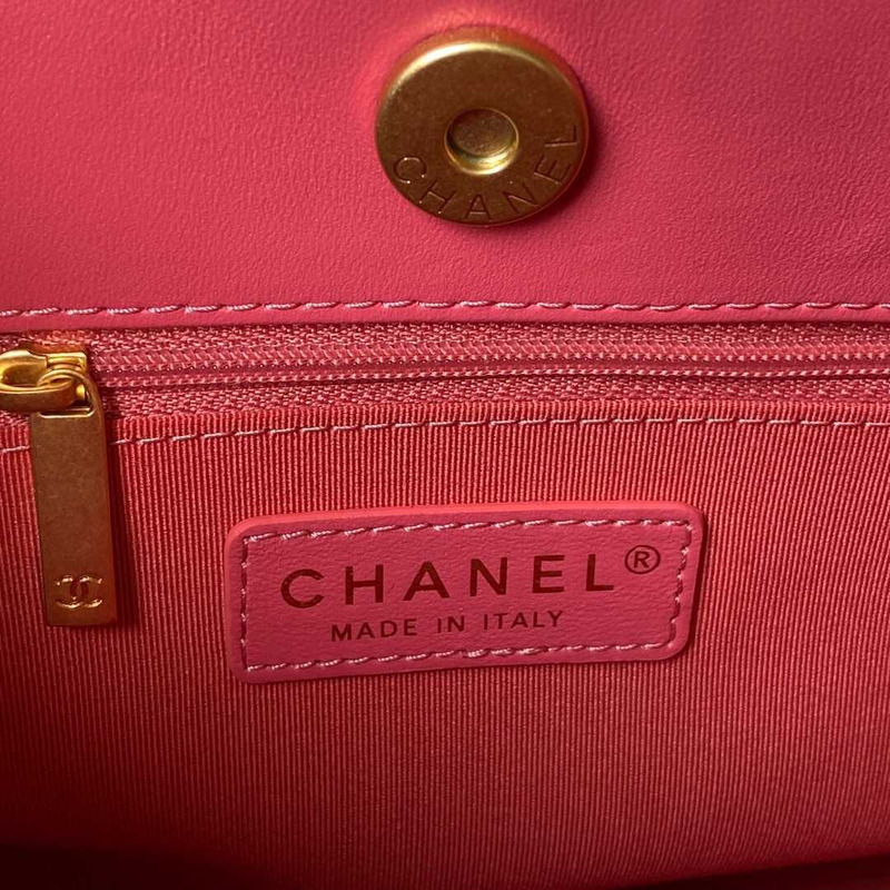 Ch*el hobo bag wool knit gold-tone metal pink
