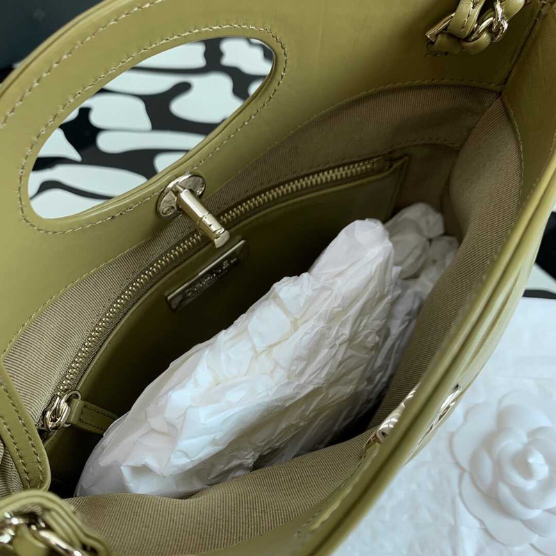 Ch*el mini shopping bag olive green