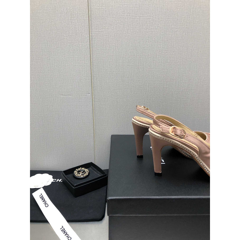 ch*el sling-back satin &Di*m*nd light pink