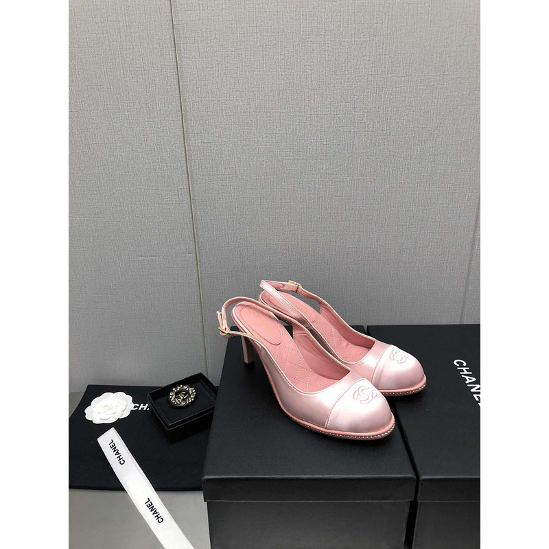 ch*el sling-back satin &Di*m*nd pink
