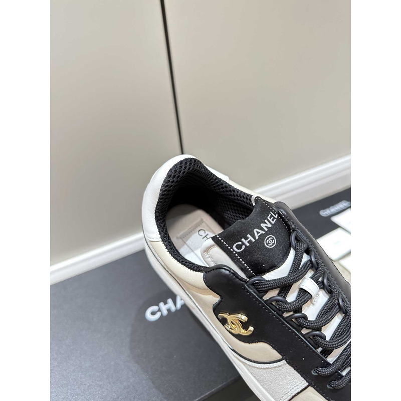 Ch*el sneakers lambskin & suede calfskin white,black,beige