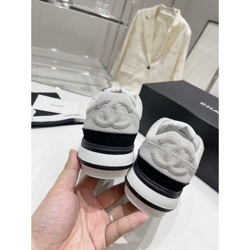 Ch*el velvet & suede calfskin black & grey