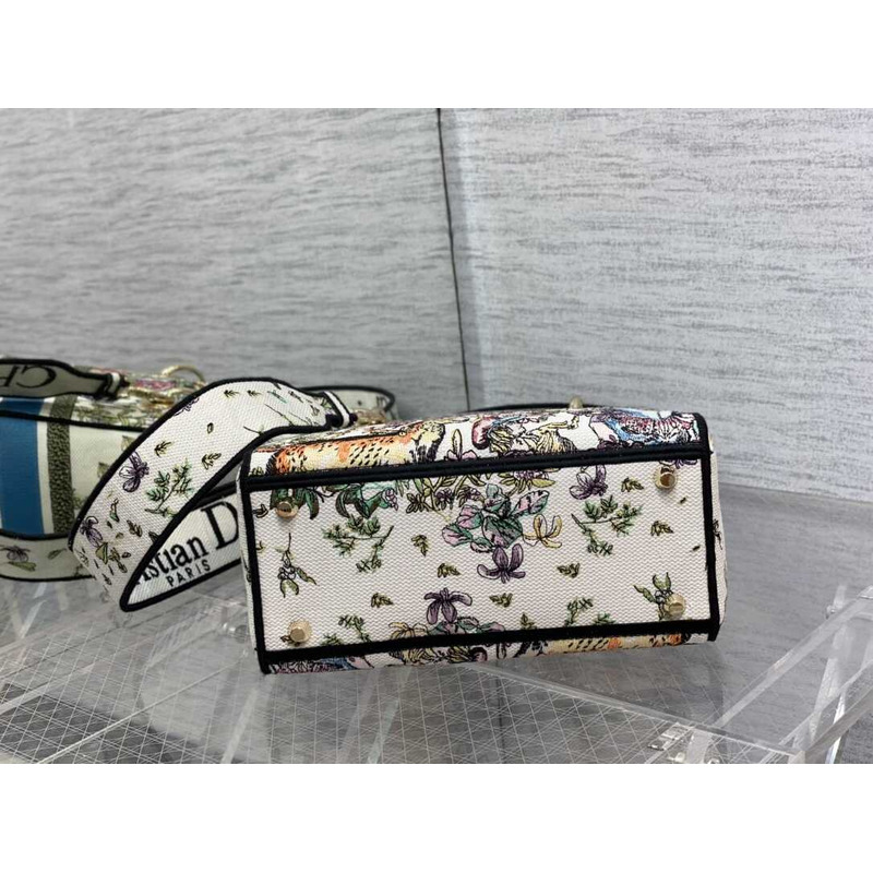 D*or medium lady d-lite bag d-constellation embroidery latte multicolor
